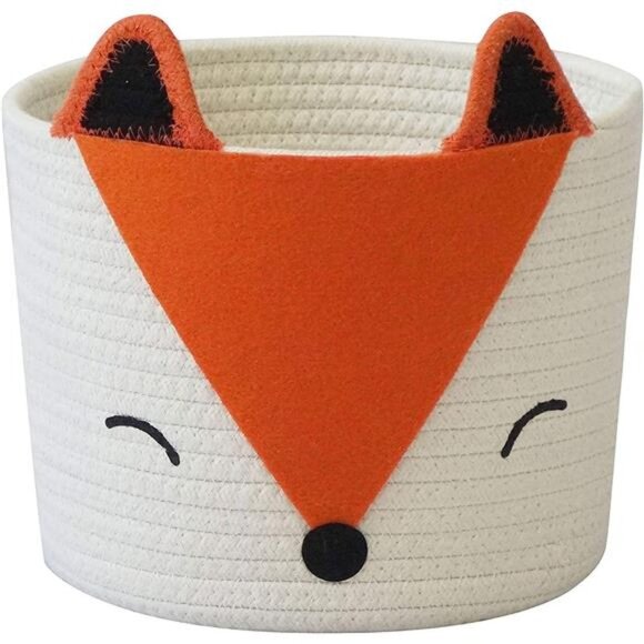 Small Cute Orange Fox Basket for Baby Diaper Organizer Storage
